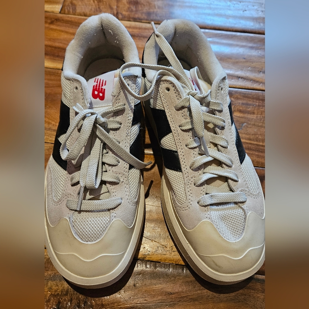New Balance Cream and Black Platform Sneakers